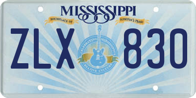 MS license plate ZLX830