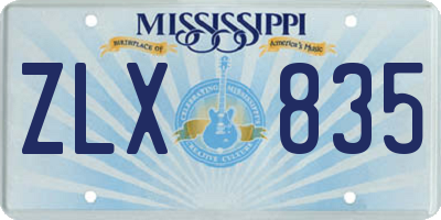MS license plate ZLX835