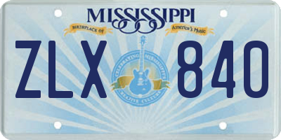 MS license plate ZLX840