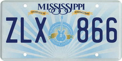 MS license plate ZLX866