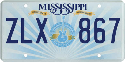 MS license plate ZLX867