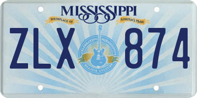 MS license plate ZLX874