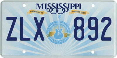 MS license plate ZLX892