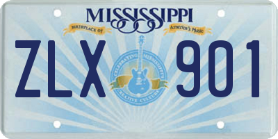 MS license plate ZLX901