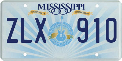 MS license plate ZLX910