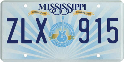 MS license plate ZLX915