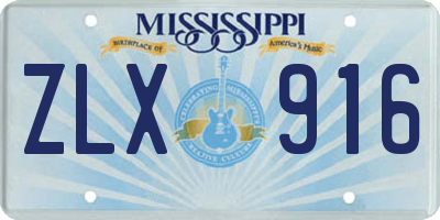 MS license plate ZLX916