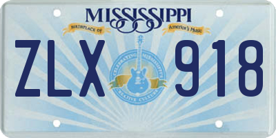 MS license plate ZLX918