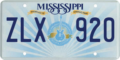 MS license plate ZLX920