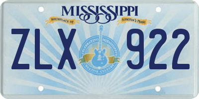 MS license plate ZLX922