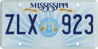 MS license plate ZLX923