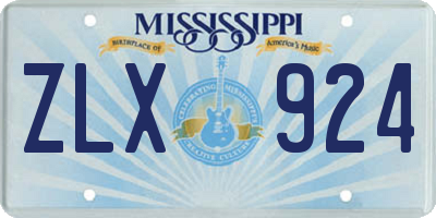MS license plate ZLX924