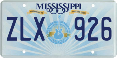 MS license plate ZLX926