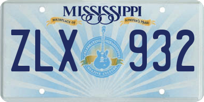 MS license plate ZLX932