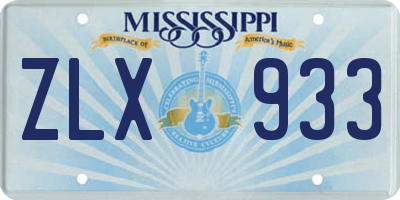 MS license plate ZLX933