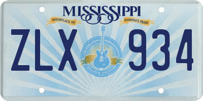MS license plate ZLX934
