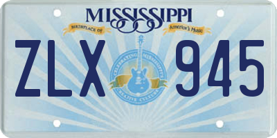 MS license plate ZLX945