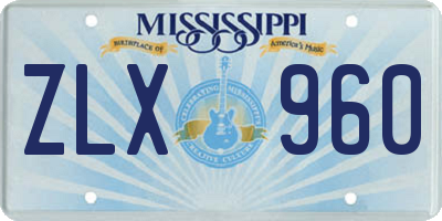 MS license plate ZLX960