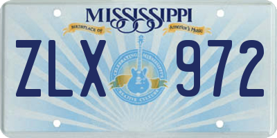 MS license plate ZLX972