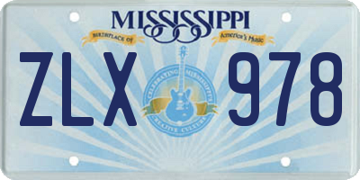 MS license plate ZLX978