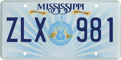 MS license plate ZLX981