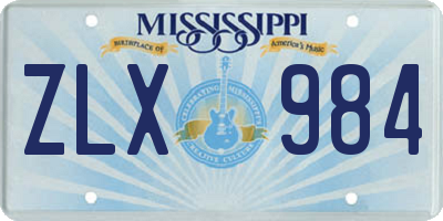 MS license plate ZLX984