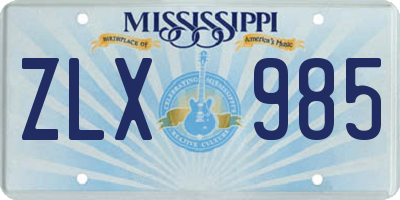 MS license plate ZLX985