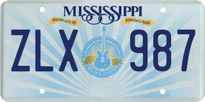 MS license plate ZLX987