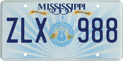 MS license plate ZLX988