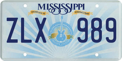 MS license plate ZLX989