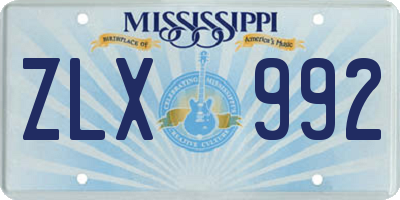MS license plate ZLX992