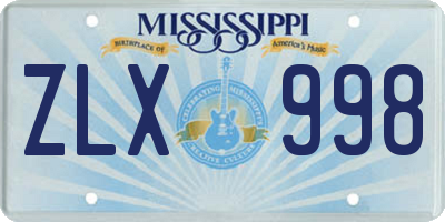 MS license plate ZLX998