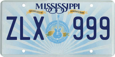 MS license plate ZLX999