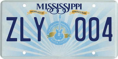 MS license plate ZLY004