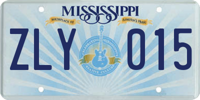 MS license plate ZLY015
