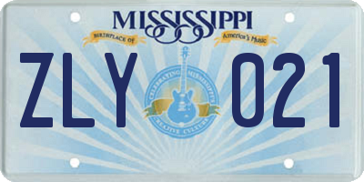 MS license plate ZLY021