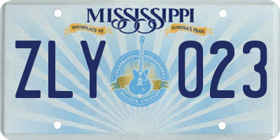 MS license plate ZLY023