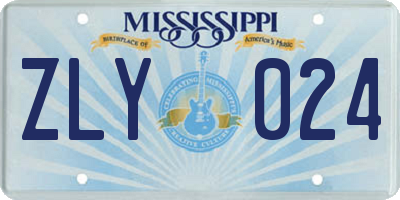MS license plate ZLY024