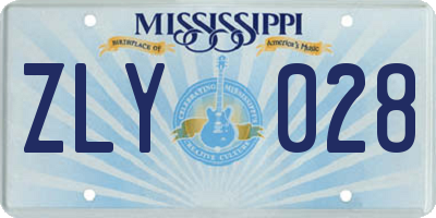 MS license plate ZLY028