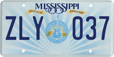 MS license plate ZLY037