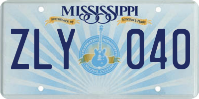 MS license plate ZLY040