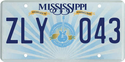 MS license plate ZLY043