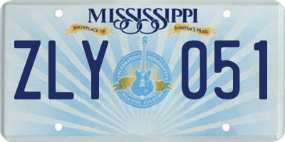 MS license plate ZLY051