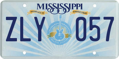 MS license plate ZLY057