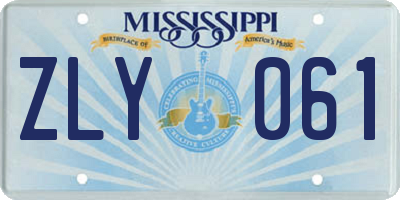 MS license plate ZLY061