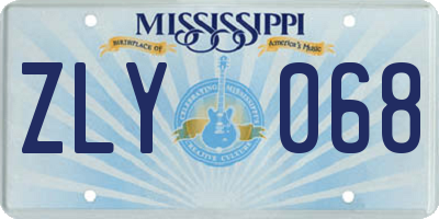 MS license plate ZLY068