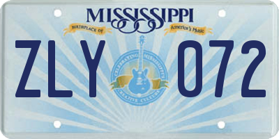 MS license plate ZLY072