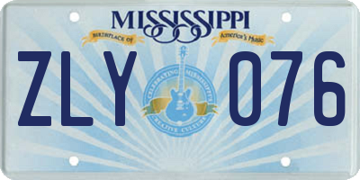 MS license plate ZLY076