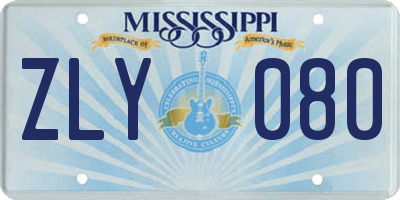 MS license plate ZLY080