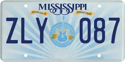 MS license plate ZLY087